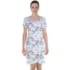Cute Art Print Pattern Short Sleeve Nightdress by Apen