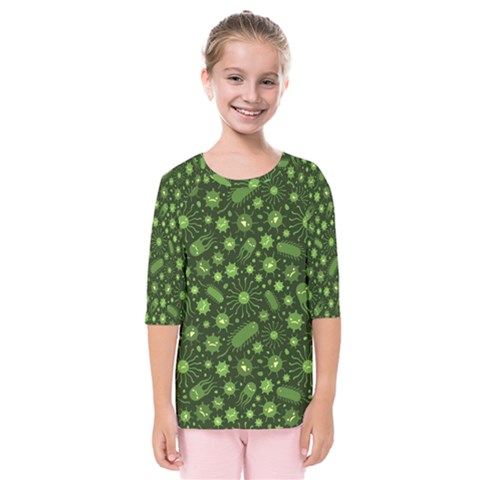 Seamless Pattern With Viruses Kids  Quarter Sleeve Raglan T-shirt by Apen