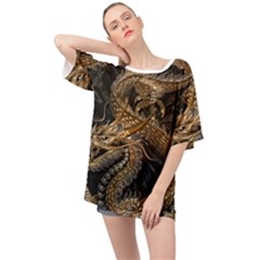 Fantasy Dragon Pentagram Oversized Chiffon Top by Maspions