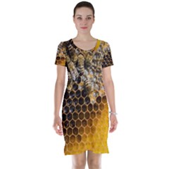 Honeycomb With Bees Short Sleeve Nightdress by Apen