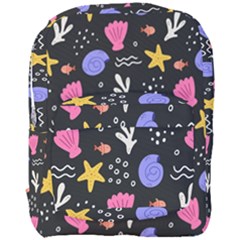 Sea Shells Pattern Wallpaper Fish Full Print Backpack by Maspions
