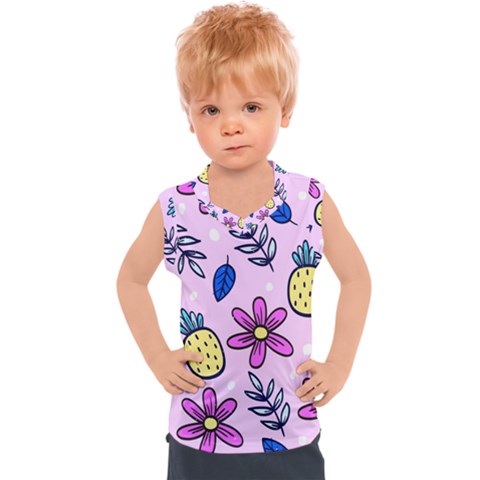 Flowers Petals Pineapples Fruit Kids  Sport Tank Top by Maspions