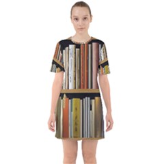Book Nook Books Bookshelves Comfortable Cozy Literature Library Study Reading Reader Reading Nook Ro Sixties Short Sleeve Mini Dress by Maspions
