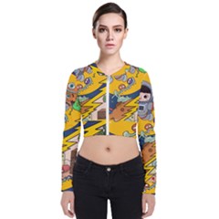 Astronaut Moon Monsters Spaceship Universe Space Cosmos Long Sleeve Zip Up Bomber Jacket by Maspions
