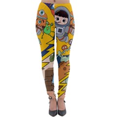 Astronaut Moon Monsters Spaceship Universe Space Cosmos Lightweight Velour Leggings by Maspions