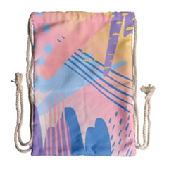 Abstract Lines Dots Pattern Purple Pink Blue Drawstring Bag (large) by Maspions