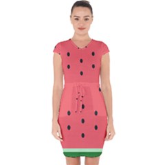 Watermelon Melon Fruit Healthy Food Meal Breakfast Lunch Juice Lemonade Summer Capsleeve Drawstring Dress  by Maspions