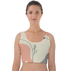 Pattern Line Art Texture Minimalist Design Velvet Crop Top by Maspions