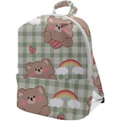 Bear Cartoon Pattern Strawberry Rainbow Nature Animal Cute Design Zip Up Backpack by Bedest