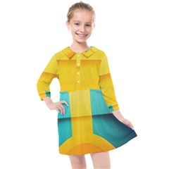 Colorful Rainbow Pattern Digital Art Abstract Minimalist Minimalism Kids  Quarter Sleeve Shirt Dress by Bedest