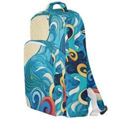 Waves Ocean Sea Abstract Whimsical Abstract Art Pattern Abstract Pattern Water Nature Moon Full Moon Double Compartment Backpack by Bedest