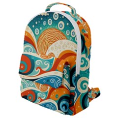 Waves Ocean Sea Abstract Whimsical Abstract Art Pattern Abstract Pattern Nature Water Seascape Flap Pocket Backpack (small) by Bedest