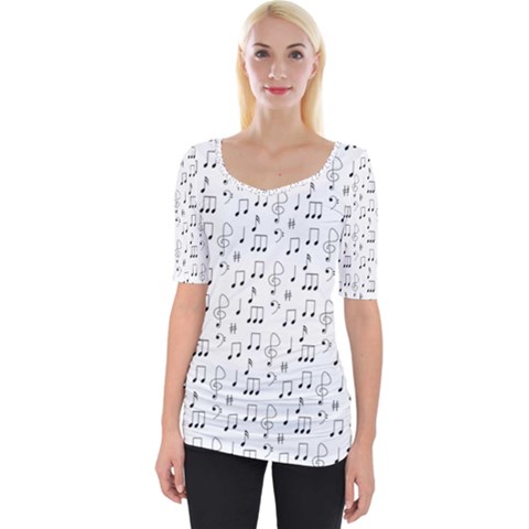 Music Notes Background Wallpaper Wide Neckline T-shirt by Bajindul