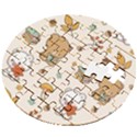 Bear Cartoon Background Pattern Seamless Animal Wooden Puzzle Round View2