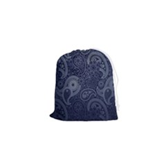 Blue Paisley Texture, Blue Paisley Ornament Drawstring Pouch (xs) by nateshop