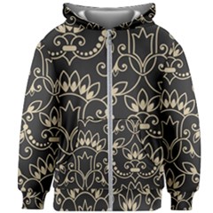 Decorative Ornament Texture, Retro Floral Texture, Vintage Texture, Gray Kids  Zipper Hoodie Without Drawstring by nateshop