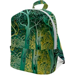 Trees Forest Mystical Forest Nature Junk Journal Scrapbooking Background Landscape Zip Up Backpack by Maspions