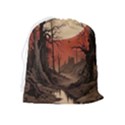 Comic Gothic Macabre Vampire Haunted Red Sky Drawstring Pouch (XL) View2