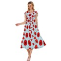 Poppies Flowers Red Seamless Pattern V-Neck Drawstring Shoulder Sleeveless Maxi Dress View2