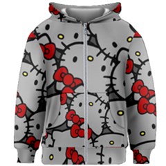 Hello Kitty, Pattern, Red Kids  Zipper Hoodie Without Drawstring by nateshop