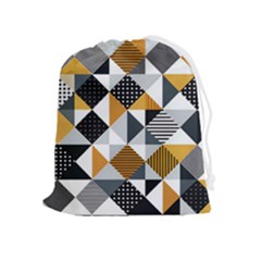 Pattern Tile Squares Triangles Seamless Geometry Drawstring Pouch (xl) by Maspions