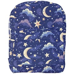 Night Moon Seamless Background Stars Sky Clouds Texture Pattern Full Print Backpack by Maspions