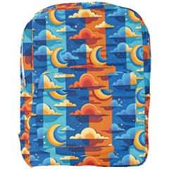 Clouds Stars Sky Moon Day And Night Background Wallpaper Full Print Backpack by Maspions
