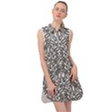 Monochrome Maze Design Print Sleeveless Shirt Dress View1