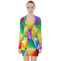 Bring Colors To Your Day V-neck Bodycon Long Sleeve Dress by elizah032470