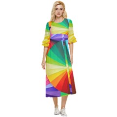 Bring Colors To Your Day Double Cuff Midi Dress by elizah032470