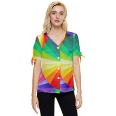 Bring Colors To Your Day Bow Sleeve Button Up Top by elizah032470