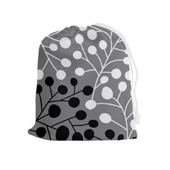 Abstract Nature Black White Drawstring Pouch (xl) by Maspions