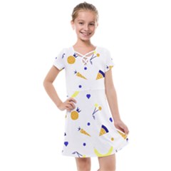 Pattern-fruit-apples-green Kids  Cross Web Dress by Maspions