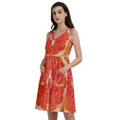Grapefruit-fruit-background-food Sleeveless Dress With Pocket by Maspions