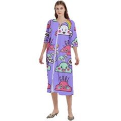 Cloud Seamless Pattern Women s Cotton 3/4 Sleeve Nightgown by Apen