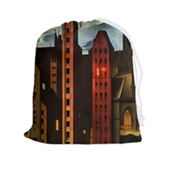 Sci-fi Futuristic Science Fiction City Neon Scene Artistic Technology Machine Fantasy Gothic Town Bu Drawstring Pouch (2xl) by Posterlux