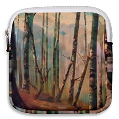 Woodland Woods Forest Trees Nature Outdoors Mist Moon Background Artwork Book Mini Square Pouch by Posterlux