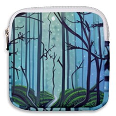 Nature Outdoors Night Trees Scene Forest Woods Light Moonlight Wilderness Stars Mini Square Pouch by Posterlux