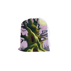 Outdoors Night Full Moon Setting Scene Woods Light Moonlight Nature Wilderness Landscape Drawstring Pouch (small) by Posterlux