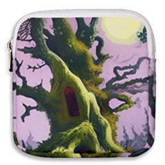 Outdoors Night Full Moon Setting Scene Woods Light Moonlight Nature Wilderness Landscape Mini Square Pouch by Posterlux