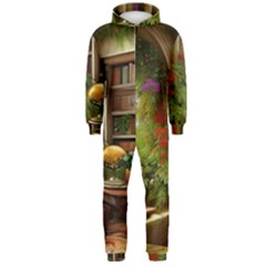 Room Interior Library Books Bookshelves Reading Literature Study Fiction Old Manor Book Nook Reading Hooded Jumpsuit (men) by Posterlux