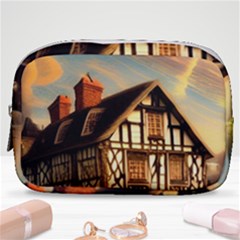 Village House Cottage Medieval Timber Tudor Split Timber Frame Architecture Town Twilight Chimney Make Up Pouch (small) by Posterlux