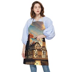 Village House Cottage Medieval Timber Tudor Split Timber Frame Architecture Town Twilight Chimney Pocket Apron by Posterlux