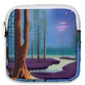 Artwork Outdoors Night Trees Setting Scene Forest Woods Light Moonlight Nature Mini Square Pouch View1