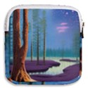 Artwork Outdoors Night Trees Setting Scene Forest Woods Light Moonlight Nature Mini Square Pouch View2