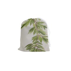 Watercolor Leaves Branch Nature Plant Growing Still Life Botanical Study Drawstring Pouch (small) by Posterlux