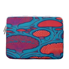 Vintage Ornate Mushroom Leafage Wallpaper 15  Vertical Laptop Sleeve Case With Pocket by Apen