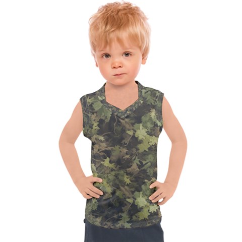 Green Camouflage Military Army Pattern Kids  Sport Tank Top by Maspions