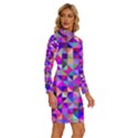 Floor Colorful Triangle Long Sleeve Shirt Collar Bodycon Dress View3