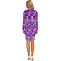 Floor Colorful Triangle Long Sleeve Shirt Collar Bodycon Dress View4